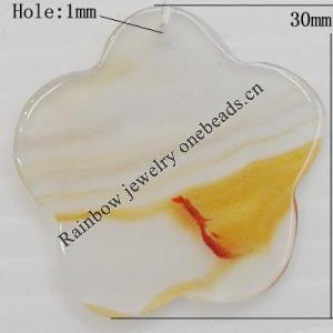 Agate Pendant,“Undersea Channel” Flower 30mm Hole:1mm, Sold by PC
