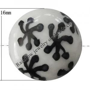 Porcelain beads, Flat Round 16x8mm Hole:1mm, Sold by Bag