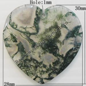 Agate Pendant,“Mist Forest” Heart 30x28mm Hole:1mm, Sold by PC