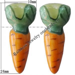 Porcelain beads, Carrot 24x10mm Hole:1mm, Sold by Bag