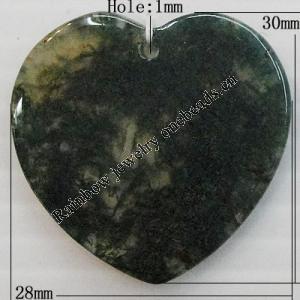 Agate Pendant,“Root in China” Heart 30x28mm Hole:1mm, Sold by PC