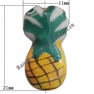 Porcelain beads, Ananas 21x11mm Hole:1mm, Sold by Bag