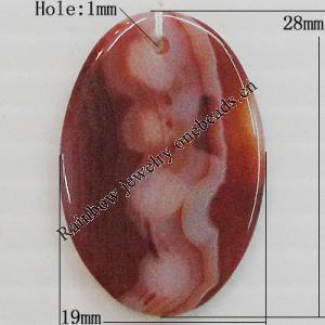 Agate Pendant,“Scarecrow” Flat Oval 30x20mm Hole:1mm, Sold by PC