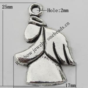Pendant Zinc Alloy Jewelry Findings Lead-free, 17x25mm Hole:2mm, Sold by Bag