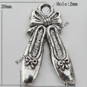 Pendant Zinc Alloy Jewelry Findings Lead-free, 13x20mm Hole:2mm, Sold by Bag