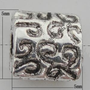 Bead Zinc Alloy Jewelry Findings Lead-free, Square 5x5mm, Hole:1mm, Sold by Bag