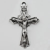 Pendant Zinc Alloy Jewelry Findings Lead-free, Cross 24x14mm Hole:1mm, Sold by Bag