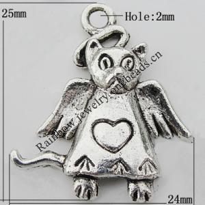 Pendant Zinc Alloy Jewelry Findings Lead-free, 25x24mm Hole:2mm, Sold by Bag