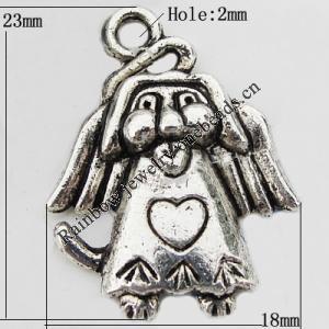 Pendant Zinc Alloy Jewelry Findings Lead-free, 23x18mm Hole:2mm, Sold by Bag