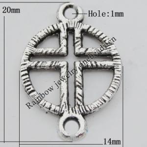 Connector Zinc Alloy Jewelry Findings Lead-free, 14x20mm, Hole:1mm, Sold by Bag