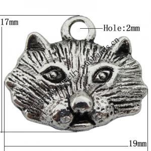Pendant Zinc Alloy Jewelry Findings Lead-free, 19x17mm Hole:2mm, Sold by Bag