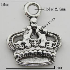 Pendant Zinc Alloy Jewelry Findings Lead-free, 15x18mm Hole:2.5mm, Sold by Bag