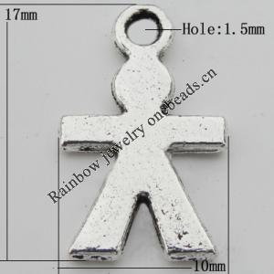 Pendant Zinc Alloy Jewelry Findings Lead-free, 10x17mm Hole:1.5mm, Sold by Bag