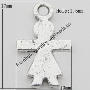 Pendant Zinc Alloy Jewelry Findings Lead-free, 10x17mm Hole:1.5mm, Sold by Bag