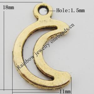 Pendant Zinc Alloy Jewelry Findings Lead-free, 11x18mm Hole:1.5mm, Sold by Bag