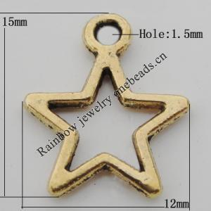 Pendant Zinc Alloy Jewelry Findings Lead-free, 12x15mm Hole:1.5mm, Sold by Bag