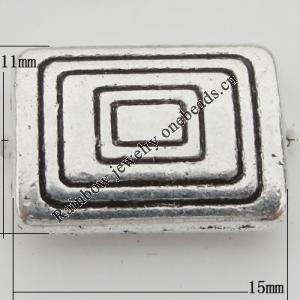 Bead Zinc Alloy Jewelry Findings Lead-free, Rectangle 15x11mm, Hole:1mm, Sold by Bag