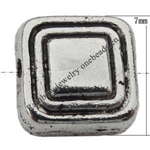 Bead Zinc Alloy Jewelry Findings Lead-free, Square 7x7mm, Hole:1mm, Sold by Bag