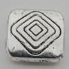 Bead Zinc Alloy Jewelry Findings Lead-free, Square 10x10mm, Hole:1mm, Sold by Bag