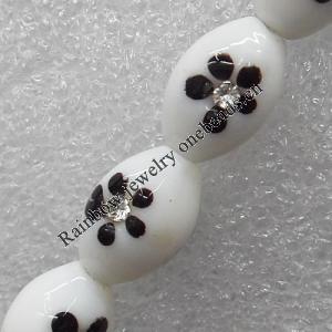 Lampwork Beads with Acrylic Zircon, Oval 16x12mm Hole: About 1.5mm, Sold by PC