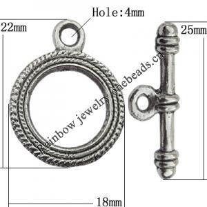Clasp Zinc Alloy Jewelry Findings Lead-free, Loop:18x22mm, Bar:25x4mm Hole:2mm, Sold by Bag