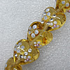 Lampwork Beads with Acrylic Zircon, Heart 16mm Hole: About 1.5mm, Sold by PC