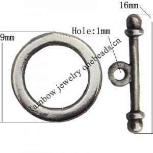 Clasp Zinc Alloy Jewelry Findings Lead-free, Loop:9mm, Bar:16x2mm Hole:1mm, Sold by Bag