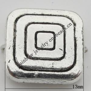 Bead Zinc Alloy Jewelry Findings Lead-free, Square 13x13mm, Hole:1mm, Sold by Bag