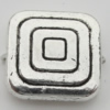 Bead Zinc Alloy Jewelry Findings Lead-free, Square 13x13mm, Hole:1mm, Sold by Bag