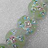Lampwork Beads with Acrylic Zircon, Flat Round 20mm Hole: About 2mm, Sold by PC