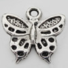 Pendant Zinc Alloy Jewelry Findings Lead-free, Butterfly 16x15mm Hole:2mm, Sold by Bag