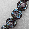 Lampwork Beads with Acrylic Zircon, Flat Round 20mm Hole: About 2mm, Sold by PC