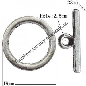 Clasp Zinc Alloy Jewelry Findings Lead-free, Loop:19mm, Bar:23x3mm Hole:2.5mm, Sold by Bag