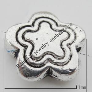 Bead Zinc Alloy Jewelry Findings Lead-free, Flower 11x11mm, Hole:1mm, Sold by Bag