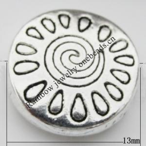 Bead Zinc Alloy Jewelry Findings Lead-free, 13x13mm, Hole:1mm, Sold by Bag