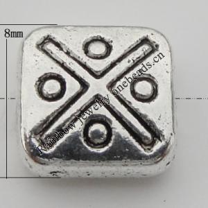 Bead Zinc Alloy Jewelry Findings Lead-free, Square 8x8mm, Hole:1mm, Sold by Bag