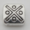 Bead Zinc Alloy Jewelry Findings Lead-free, Square 8x8mm, Hole:1mm, Sold by Bag