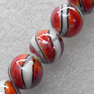 Lampwork Beads, Round 16mm Hole: About 1.5mm, Sold by PC