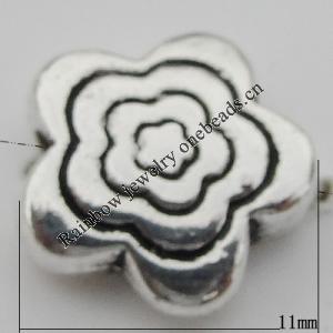 Bead Zinc Alloy Jewelry Findings Lead-free, Flower 11x11mm, Hole:1mm, Sold by Bag