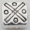 Bead Zinc Alloy Jewelry Findings Lead-free, Square 6x6mm, Hole:1mm, Sold by Bag