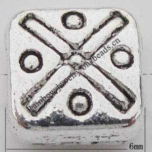 Bead Zinc Alloy Jewelry Findings Lead-free, Square 6x6mm, Hole:1mm, Sold by Bag