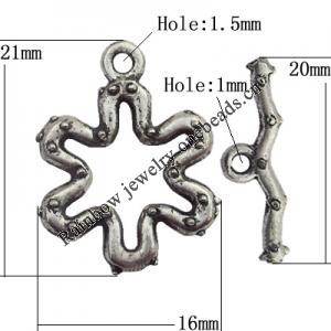 Clasp Zinc Alloy Jewelry Findings Lead-free, Loop:16x21mm, Bar:20x2mm Big Hole:1.5mm Small Hole:1mm, Sold by Bag