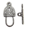 Clasp Zinc Alloy Jewelry Findings Lead-free, Loop:12x24mm, Bar:20x6mm Big Hole:1.5mm Small Hole:1mm, Sold by Bag