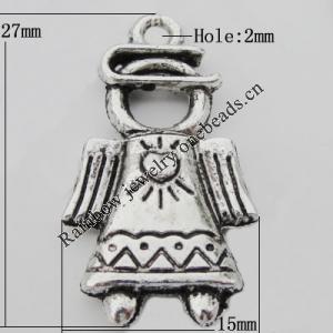 Pendant Zinc Alloy Jewelry Findings Lead-free, 15x27mm Hole:2mm, Sold by Bag
