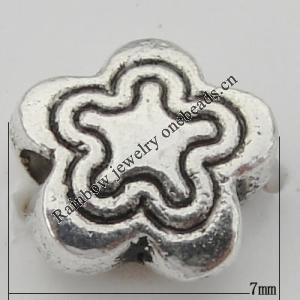 Bead Zinc Alloy Jewelry Findings Lead-free, Flower 7x7mm, Hole:1mm, Sold by Bag