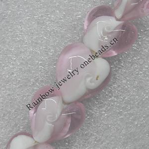 Lampwork Beads, Heart 22mm Hole: About 2mm, Sold by PC