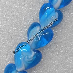 Lampwork Beads, Heart 20mm Hole: About 2mm, Sold by PC