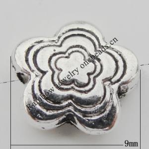 Bead Zinc Alloy Jewelry Findings Lead-free, Flower 9x9mm, Hole:1mm, Sold by Bag