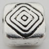 Bead Zinc Alloy Jewelry Findings Lead-free, Square 6x6mm, Hole:1mm, Sold by Bag