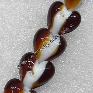 Lampwork Beads, Heart 22mm Hole: About 2mm, Sold by PC